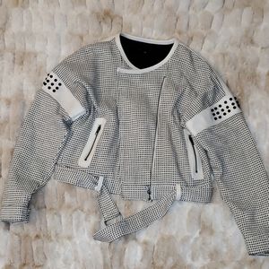 Leather accent jacket